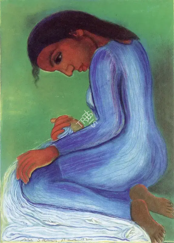 Pal, Gogi Saroj (Artist). Nayika. Oil on canvas (recto); and pencil on canvas (verso), 1992 | Painting  | 00876684