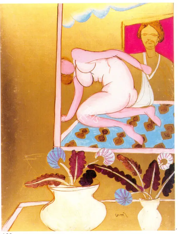 Subramanyan, K.G. (Artist). Pots of Flowers with Rising Nude, n.d. | Painting