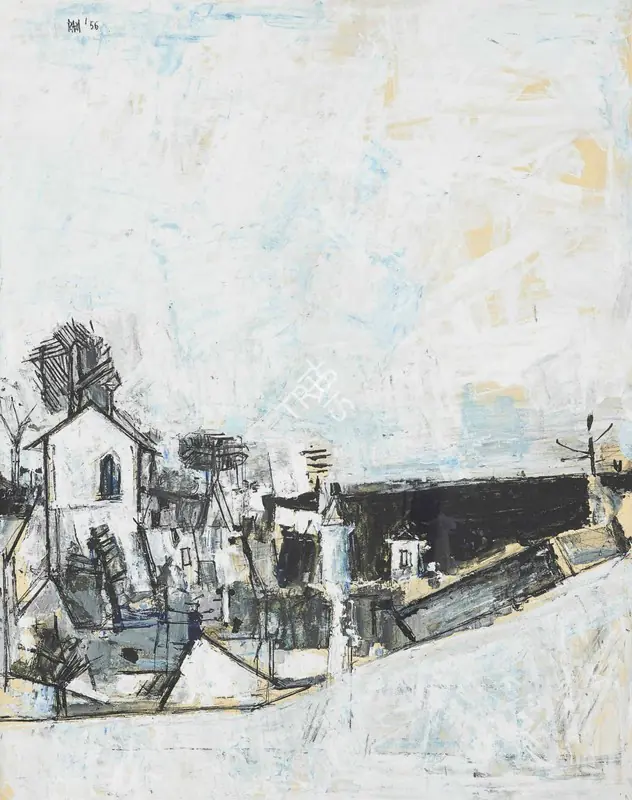 Raza, S.H. (Artist). Village Sous La Neige, 1956 | Painting