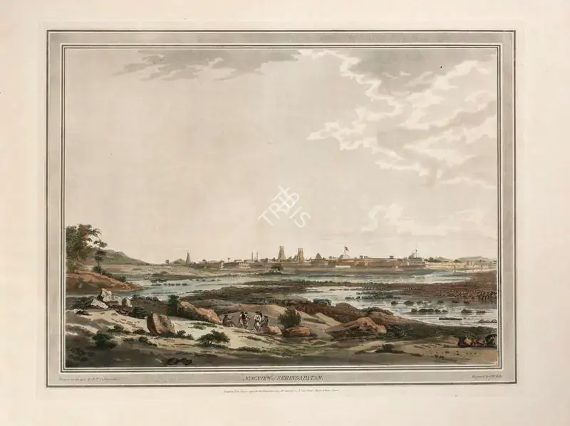 Edy, John William (Engraver). West View of Seringapatam. Print on paper, 01 August 1793 | Engraving, Twelve Views of Places in the Kingdom of Mysore, The Country of Tippoo Sultan, from Drawings Taken on the Spot, 1794 | ArcHeritage | 00156231