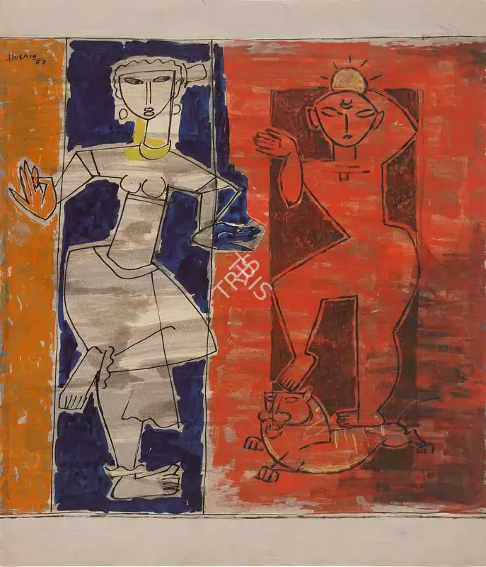 Husain, M.F. (Artist). Untitled (Shiva-Parvati), 1953 | Painting