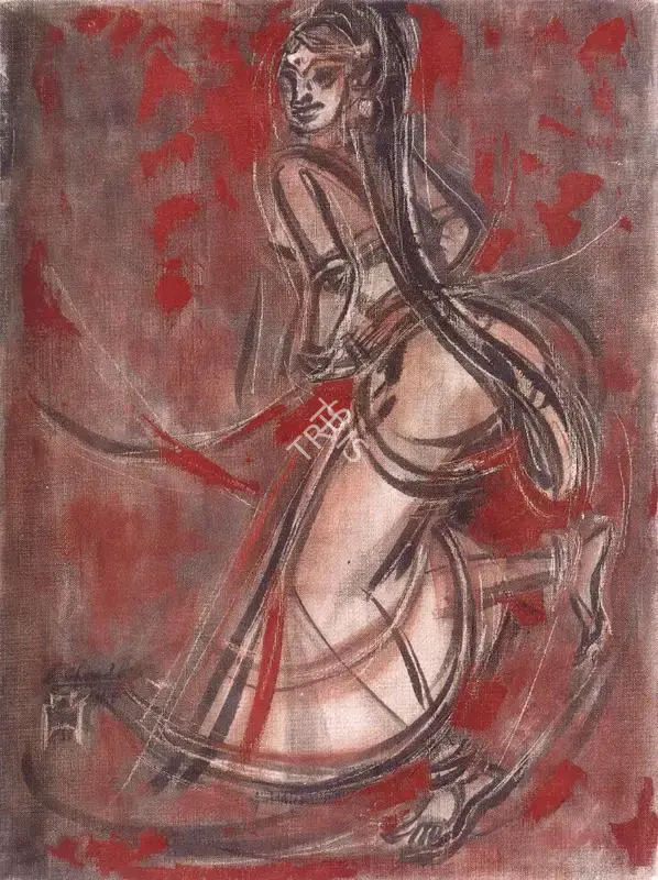 Chavda, Shiavax (Artist). Bharata Natyan Dancer, n.d. | Painting