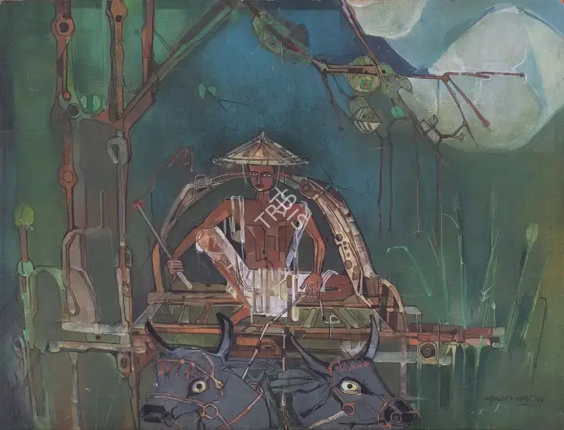 Ray, Shyamal Dutta (Artist). Bullock Cart, 1991 | Painting