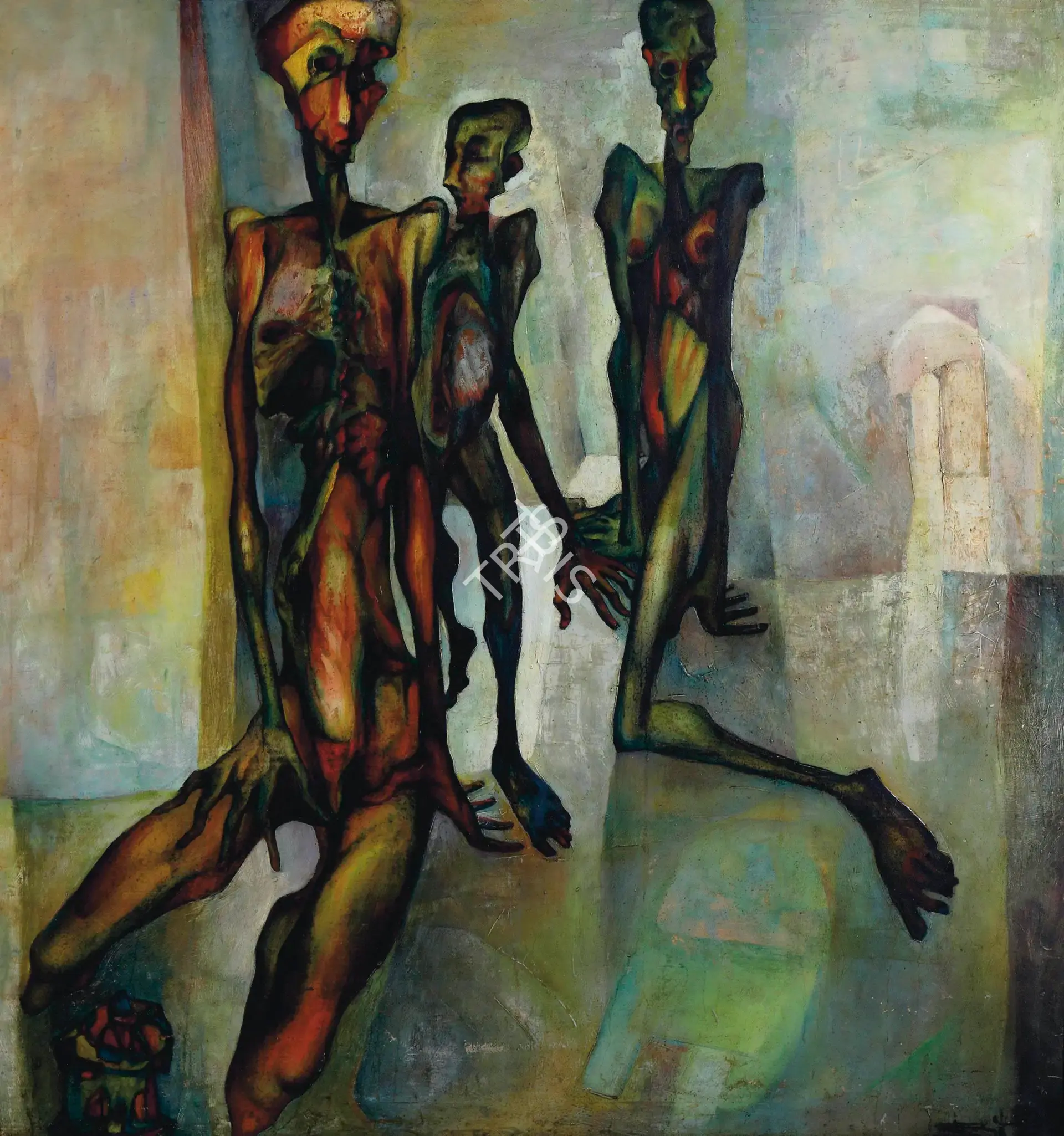 Bhattacharjee, Bikash (Artist). Untitled (Family), 1967 | Painting