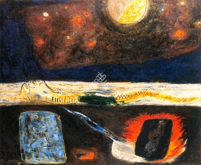 Hebbar, K.K. (Artist). Across The Jamuna. Oil on canvas, 1968 | Painting | FineArts | 00372868