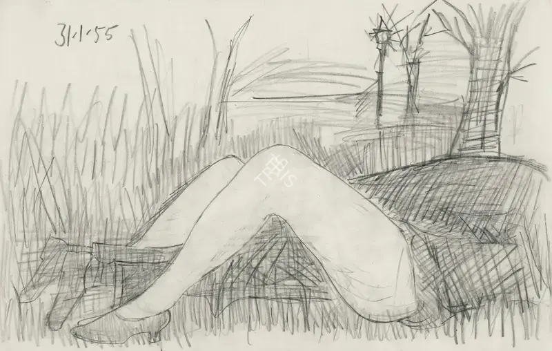 Souza, F.N. (Artist). Lovers, 1955 | Drawing