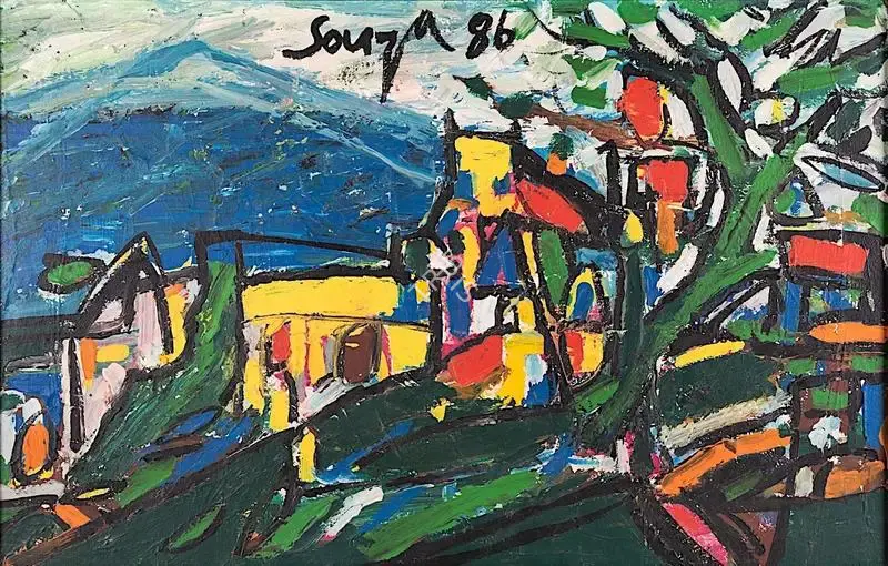 Souza, F.N. (Artist). Landscape, 1986 | Painting