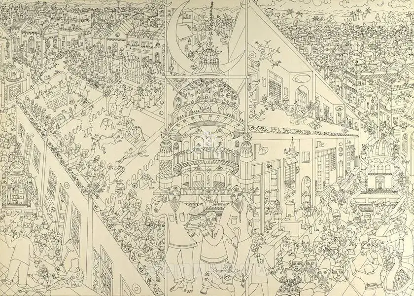 Patel, Shailesh (Artist). Mahoram -Tajiya. Pencil and pen and ink on paper, 2004-2005 | Drawing | FineArts | 00575810