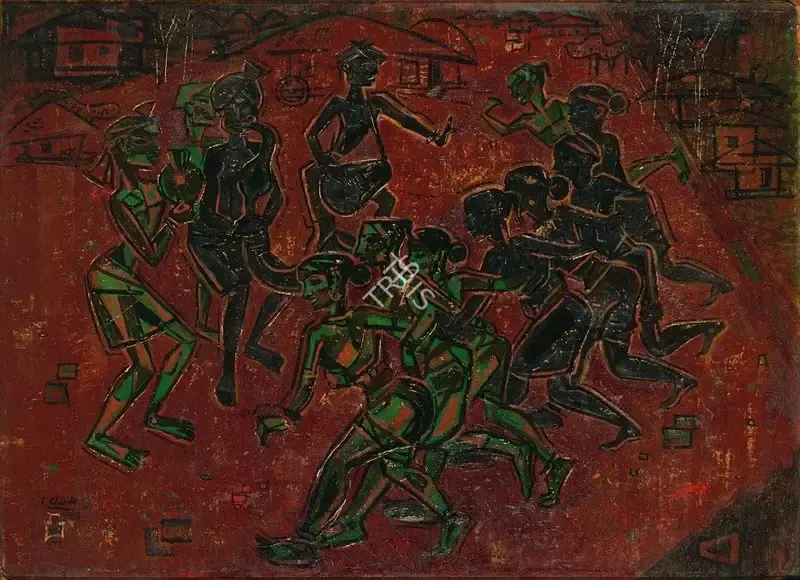 Chavda, Shiavax (Artist). Folk Dance-Gujarat, 1955 | Painting