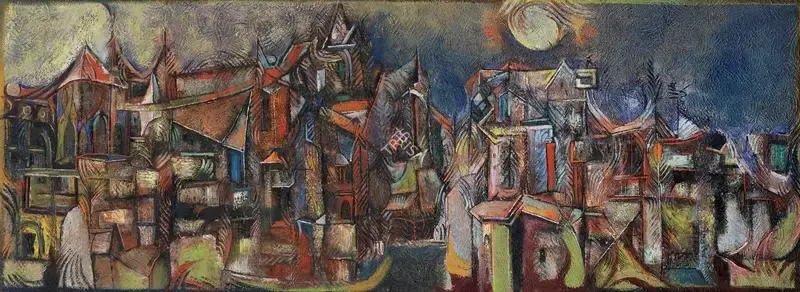 Bakre, S.K. (Artist). Untitled (Townscape), n.d. | Painting