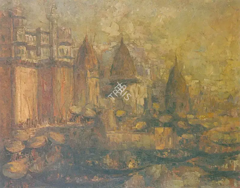 Pathare, Prema (Artist). Banaras Ghat, 1971 | Painting