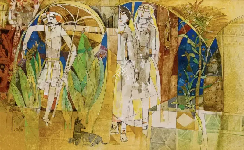 Bandopadhyay, Ramananda (Artist). Untitled. Watercolour and pen on paper, 1989 | Painting | EconomicsArt | 00870562