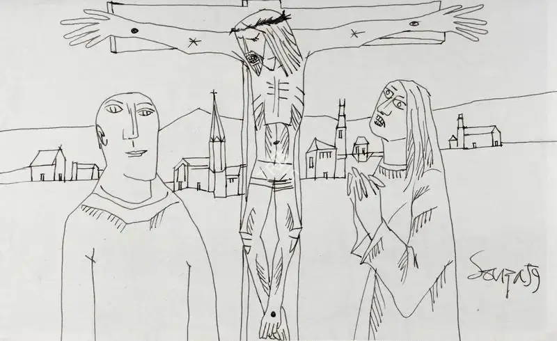 Souza, F.N. (Artist). Crucifixion, 1959 | Drawing