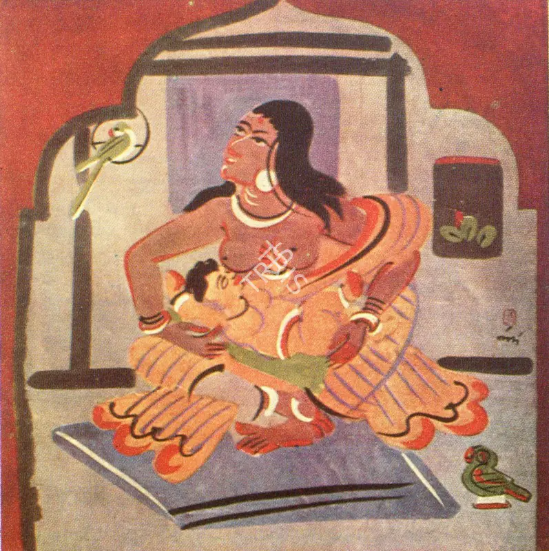 Bose, Nandalal (Artist). Woman Carrying Flowers. Tempera on Silk, 1946 | Marg, March 1983 | Textile | FineArts | 00674991
