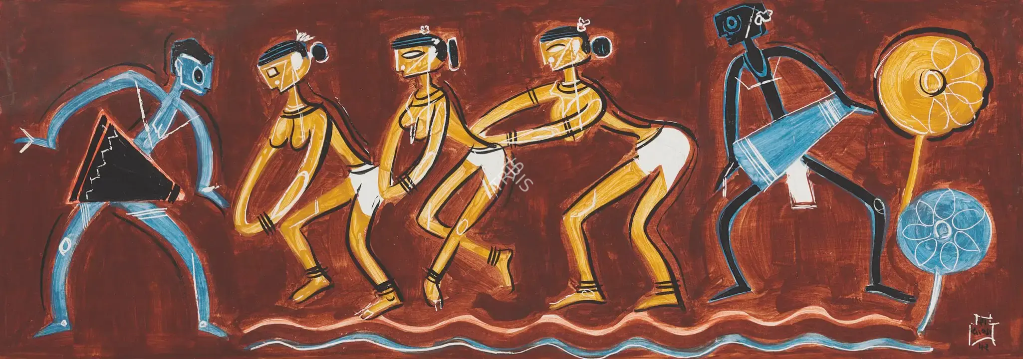 Chavda, Shiavax (Artist). Tribal Dance. Gouache on card, 1952 | Painting | FineArts | 00645206