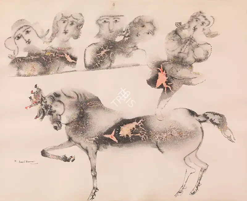 Husain, M.F. (Artist). Durga. Colour lithograph on paper, n.d. | Graphic Art | FineArts | 00331642