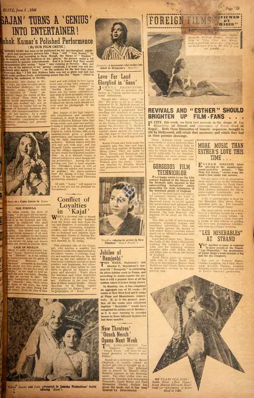 Sajan' Turns a 'Genius' Into Entertainer !. In Blitz - Asia's Foremost News Magazine. p. 19. Bombay: R.K. Karanjia, 05 June 1948 | Film Review | CinemaEducation | 00143650