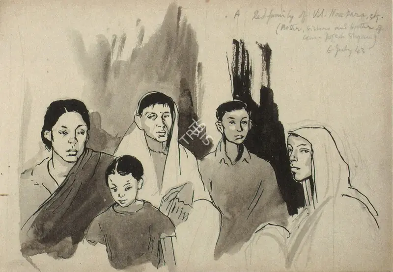 Chittaprosad (Artist). Drawing from a sketchbook. Pen and ink on Paper, 1943 | Chittaprosad, 2011 | Drawing | FineArts | 00710168
