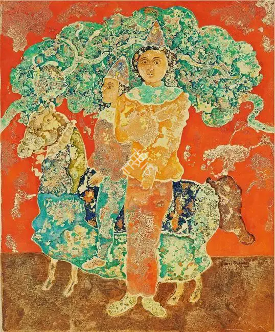 Burman, Sakti (Artist). I Bambini Del Circo. Oil on canvas, 1973 | Painting | FineArts | 00545766