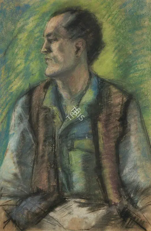 Bhattacharjee, Bikash (Artist). Unknown Friend 2. Pastel on paper, 1960 | Painting | FineArts | 00547902