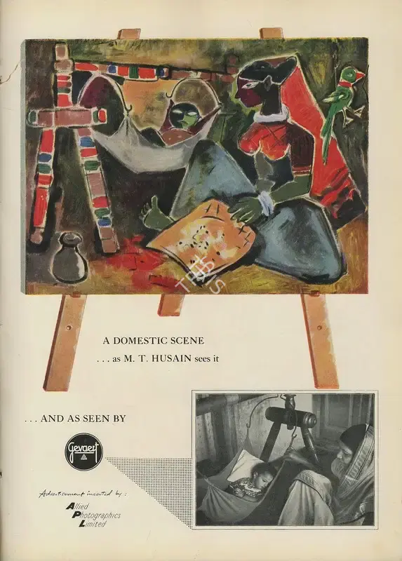 Allied Photographics (Advertiser). A Domestic Scene as M. T. Husain sees it and as seen by Gevaert Film, 1951 | Advertisement