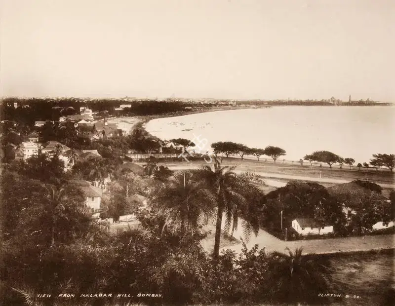 Studio Clifton & Co. (Photographic Studio). View from Malabar Hill, Bombay - From the album "L.G. to L.R.' by Clifton and Co.. Calotype print pasted on mount, 1900 | Antiquarian Photograph | Photography | 00115235