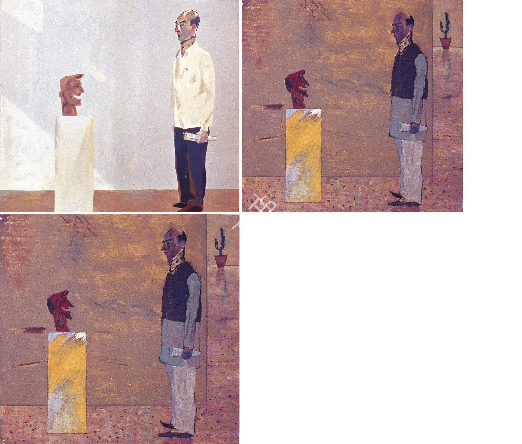 Dodiya, Atul (Artist). Man in the Gallery. Oil on paper, 1985 | Painting | FineArts | 00375784