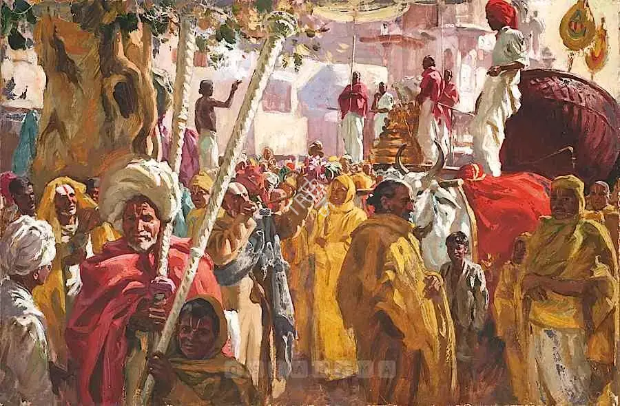 Langhammer, Walter (Artist). Religious Procession In Rajasthan, 1957 | Painting