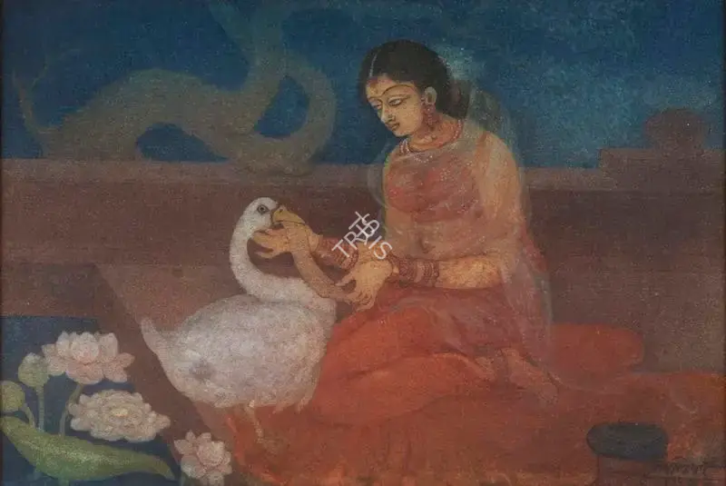 Ghoshal, Kalipada (Artist). Untitled (Hansa Doot). Mixed media on paper, 1966 | Painting | FineArts | 00604251
