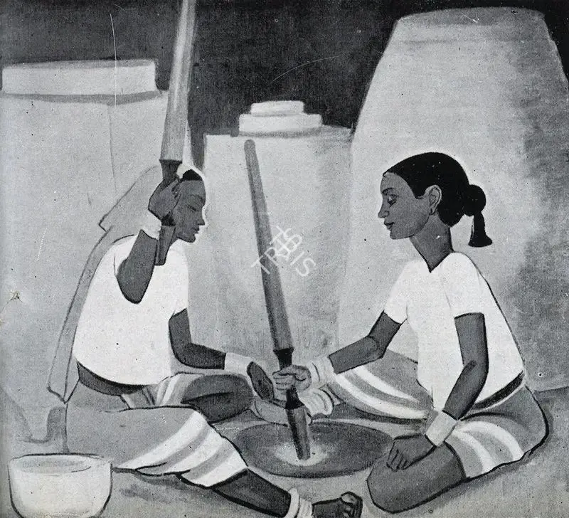 Chavda, Shiavax (Artist). Their Daily Work. Oil, 1946 | Marg, July 1947 | Painting | FineArts | 00673744