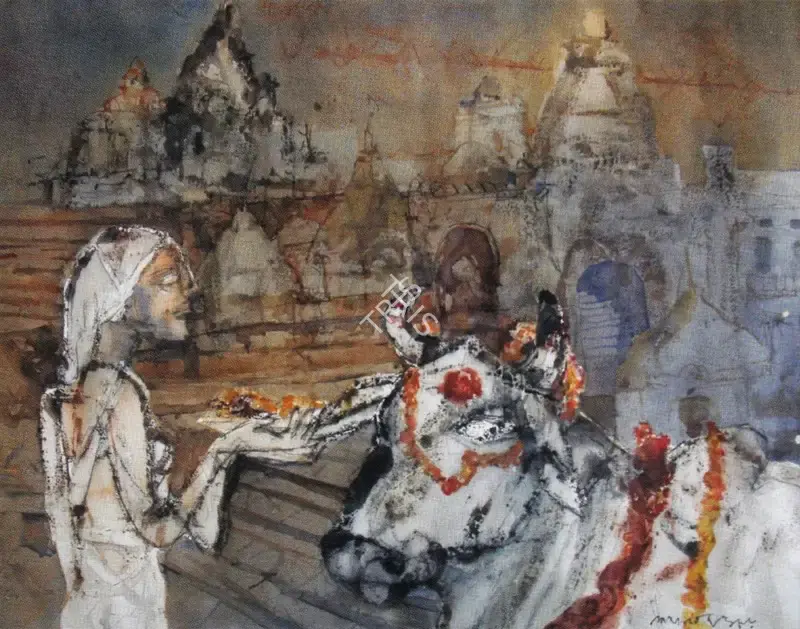 Ray, Shyamal Dutta (Artist). Offering. Watercolour on paper, n.d. | Painting | FineArts | 00898905
