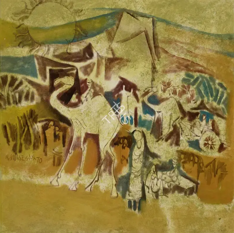 Sivanesan, M. (Artist). Untitled (Desert Caravan). Oil on canvas board, 1970 | Painting | EconomicsArt | 00872776