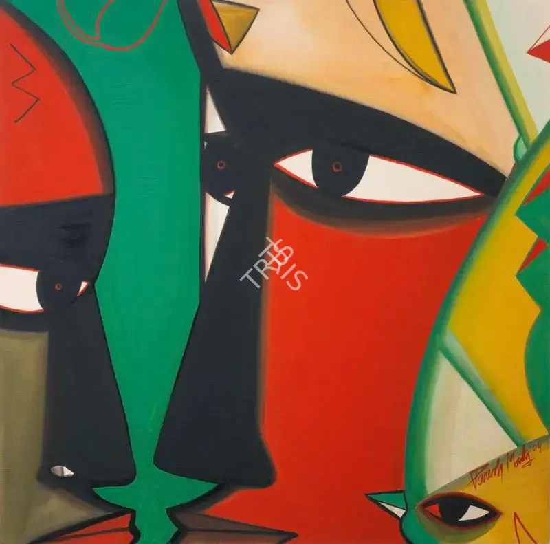 Maity, Paresh (Artist). Face in Red, 2004 | Painting