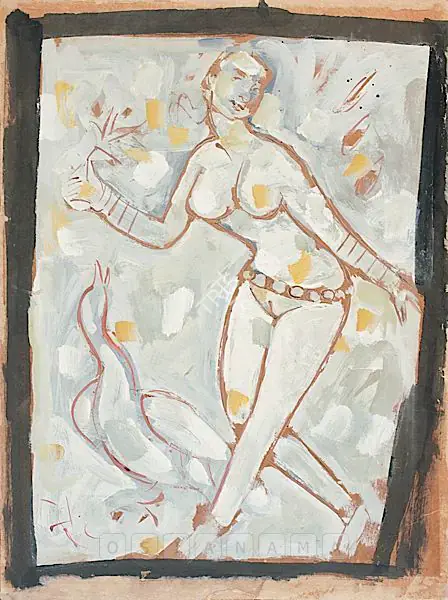 Mazumdar, Nirode C. (Artist). Lida And The Swan, 1961 | Painting