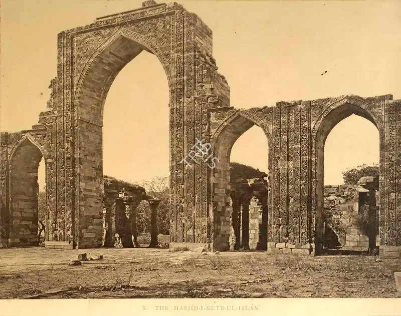 Shepherd, Charles (Photographer). The Masjid-i-Kutb-ul-Islam, View of the Great Arches. Albumen print pasted on mount, c.1870 | Antiquarian Photograph | Photography | 00114992