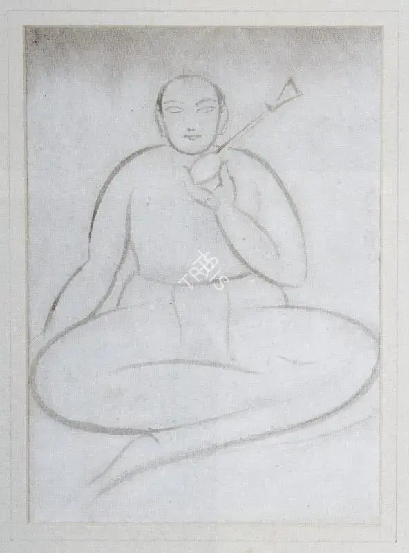 Roy, Jamini (Artist). Seated man with hookah, n.d. | Drawing