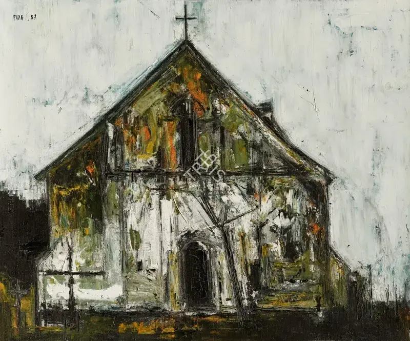 Raza, S.H. (Artist). Untitled (Eglise Blanche), 1957 | Painting