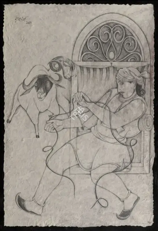 Gujral, Satish (Artist). Untitled. Pencil on rice paper pasted on plywood, circa 2000s | Drawing | EconomicsArt | 00871514