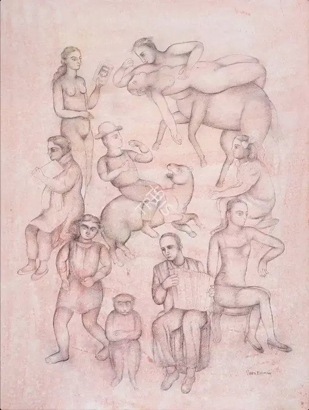Burman, Sakti (Artist). Untitled (Stories in the Stories). Mixed media on canvas, circa 2007 | Painting | EconomicsArt | 00872239