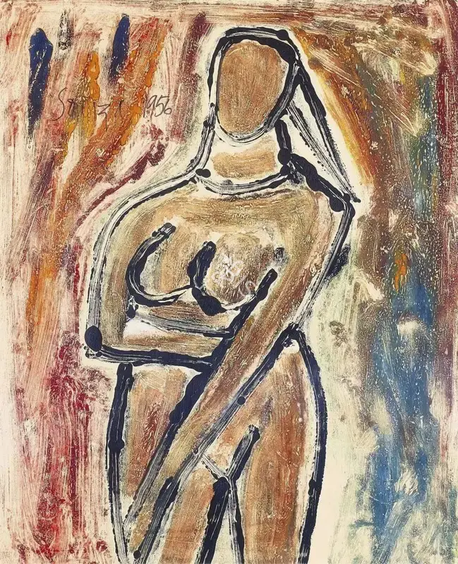 Souza, F.N. (Artist). Untitled (Standing Nude), 1956 | Painting