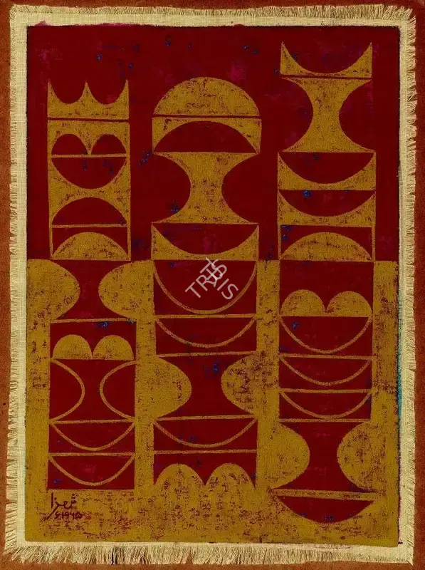Shemza, Anwar Jalal (Artist). Untitled (Composition). Oil on cloth laid on board, 1965 | Painting | FineArts | 00332771