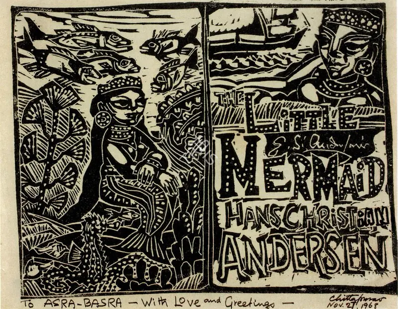 Chittaprosad (Artist). The Little Mermaid. Linocut on paper, 1968 | Chittaprosad, 2011 | Graphic Art | FineArts | 00710185
