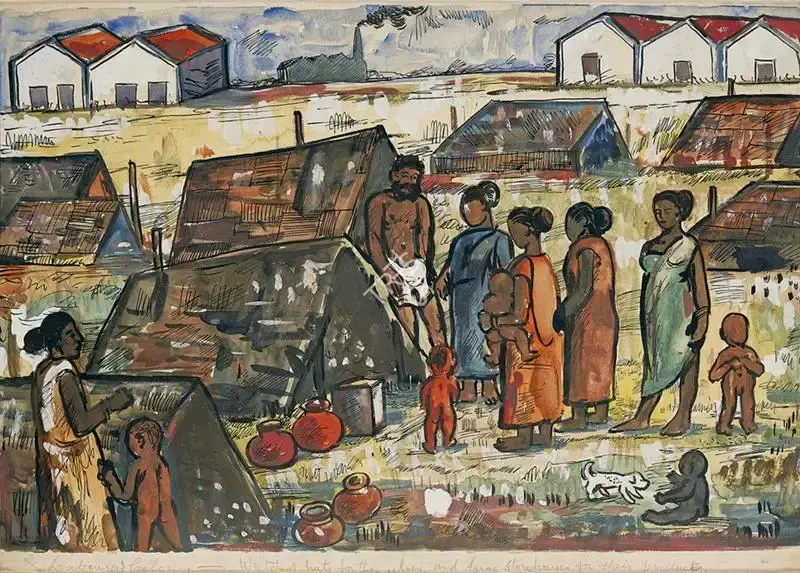Souza, F.N. (Artist). Labourers Colony, c.1940 | Painting
