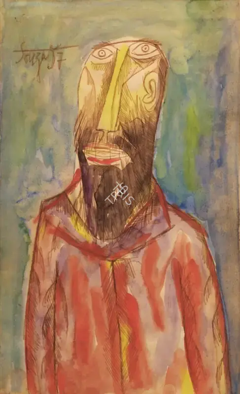 Souza, F.N. (Artist). Untitled (Head of a Man), 1957 | Painting
