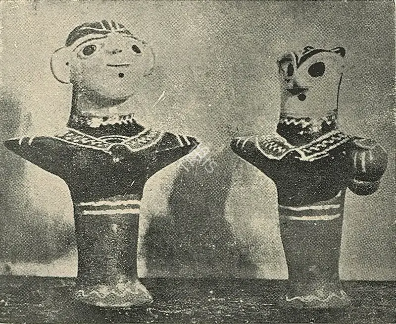 Unknown (Artist). Sunbaked Female Dolls Coated with Lacquer, Faridpur. Wood, n.d. | Marg, April 1951 | Sculpture | FineArts | 00673865