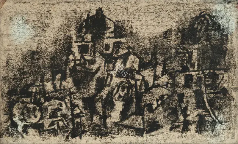 Husain, M.F. (Artist). Untitled (Rajasthan Landscape), 1962 | Painting