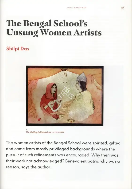 Das Gupta, Shilpi (Essayist). The Bengal School's Unsung Women Artists. In Marg - Cultural Wellbeing?. 72(2), pp. 127-133. Mumbai: Rizio B. Yohannan, December 2020 | Essay | FineArts | 00669114