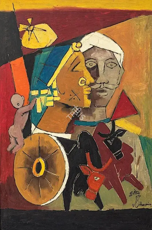 Husain, M.F. (Artist). Family, c. early 1970s | Painting