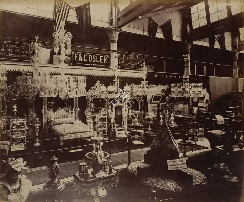 Narayan, Shew Shankar (Photographer). Messrs. Osler and Co.'s Glass ware - Calcutta Court - From the album 'Calcutta International 1883-84 Exhibition Views'. Albumen print pasted on mount, 1883-1884 | Antiquarian Photograph | Photography | 00115306