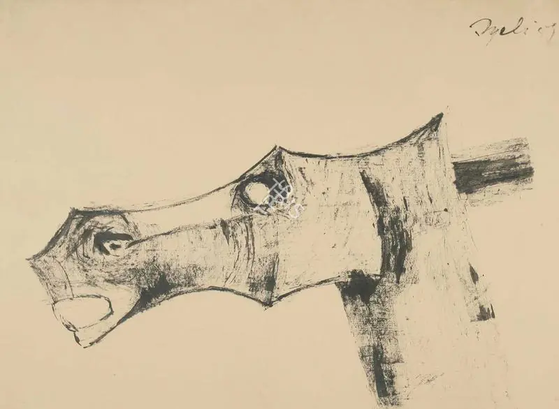 Mehta, Tyeb (Artist). Head of a Horse, 1959 | Drawing